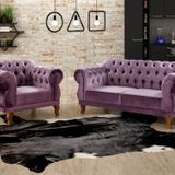 Sofá 2 E 1 Lugares Duquesa Decoração Sala Recepção Retrô Roxo