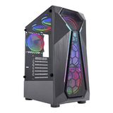 Gabinete Gamer K-mex Warlock Cg-a1d4 Led Rgb E Lateral Vidro Cor Preto