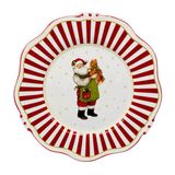 Prato Raso Natalino Papai Noel Filete Christmas 29cm 1und