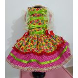 Vestido Pet Festa Junina Florido Com Rendas - Tamanho M