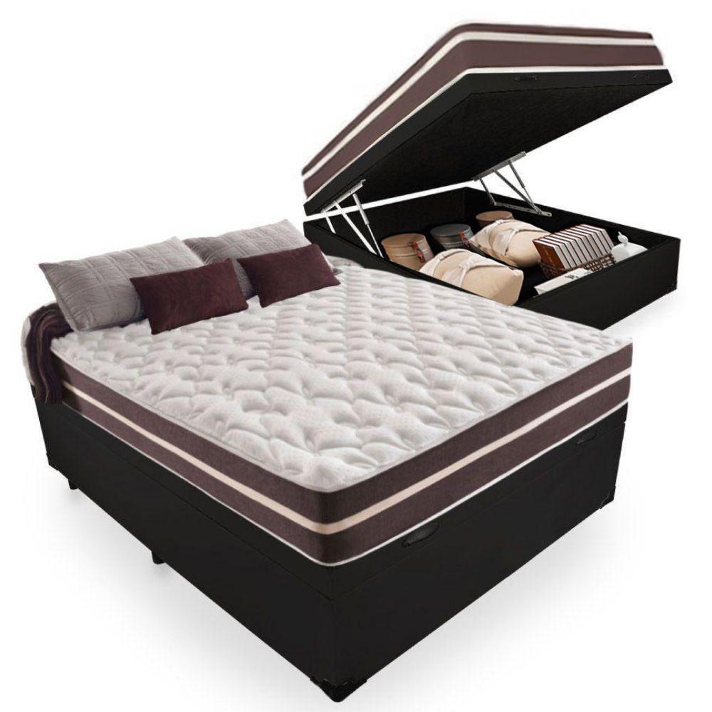 Cama Box Baú Casal + Colchão De Molas Prime Colchões Classic ...