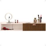 Penteadeira Suspensa Camarim Decor Porta Maquiagem Nicho Multifuncional Quarto Pequeno Retrô - Off White/ripado - Rpm