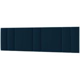 Cabeceira Estofada Cama Casal King Size Led Moderna 200 Cm Veludo Azul Marinho