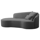 Divã Recamier Curvo Sala De Estar Recepção Inglaterra 150cm Lado Esquerdo Linho Adj Decor Cinza