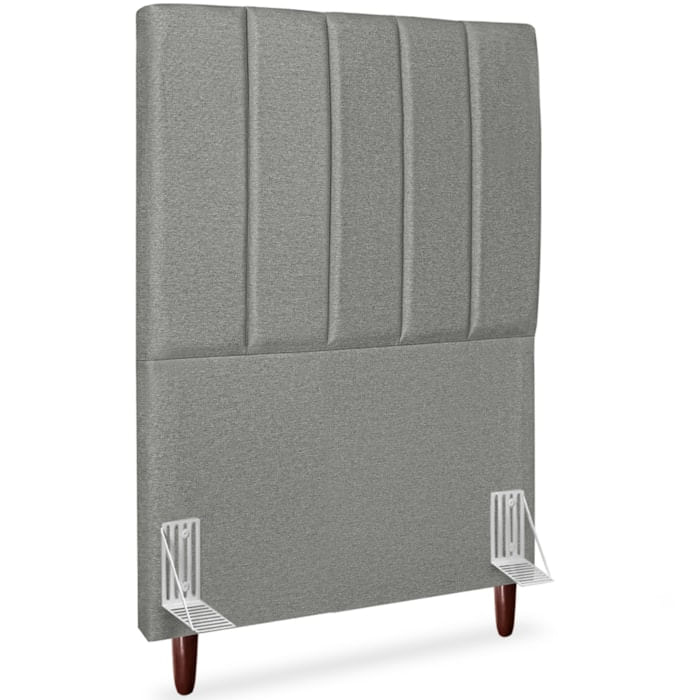 Cabeceira Solteiro 90cm Arlla Linho Cinza Escuro Rm