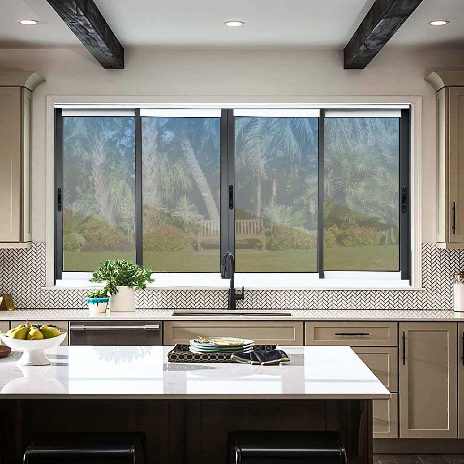 Janela Elite 4 Folhas Moveis 120 X 200 Vidro Reflex Mix Preto