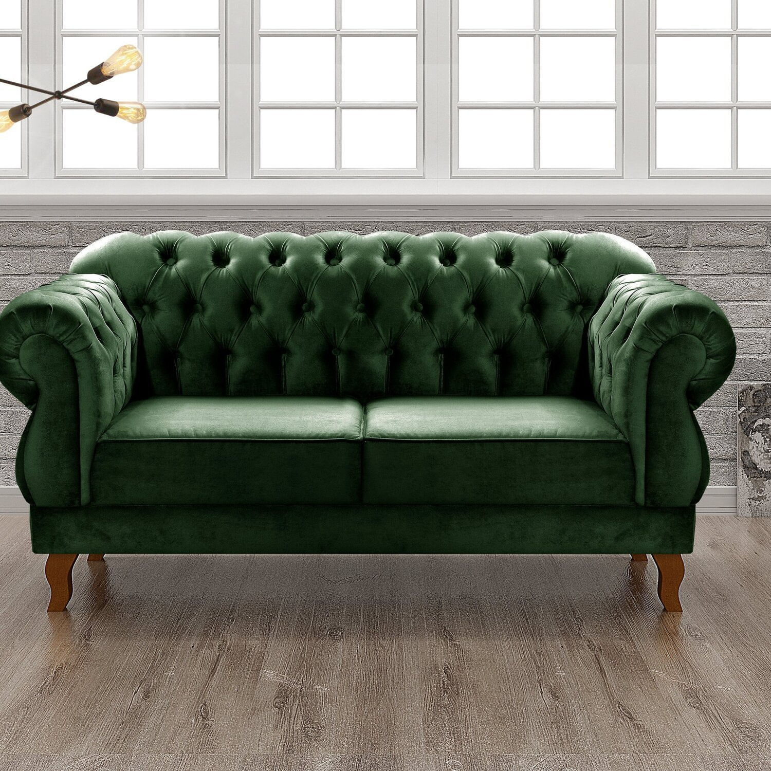 Sofá 2 Lugares Duquesa Chesterfield Decoração Recepção Verde