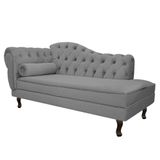 Divã Recamier Diana Lado Direito 120 Cm Suede Adj Decor Cinza