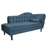 Divã Recamier Diana Lado Esquerdo 120 Cm Linho Adj Decor Azul Royal