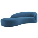 Divã Recamier Orgânico França 180cm Lado Esquerdo Linho Adj Decor Azul Royal