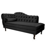 Divã Recamier Diana Lado Direito 120 Cm Linho Adj Decor Preto