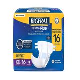 Fralda Descartável Adulto Bigfral Derma Plus Noturna Tamanho Xg - Pacote Com 16 Fraldas