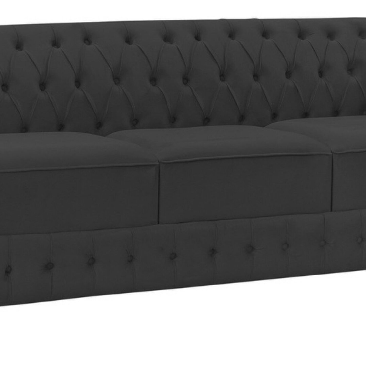Namoradeira Chesterfield Bourbon Veludo 3 Lugares Preto