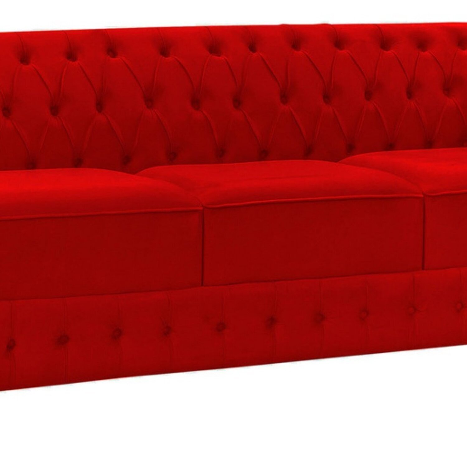 Namoradeira Chesterfield Bourbon Veludo 3 Lugares Vermelho