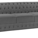 Namoradeira Chesterfield Bourbon Veludo 3 Lugares Cinza