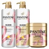 Kit Pantene Shampoo 510ml, Condicionador 510ml E Máscara Colágeno 550ml