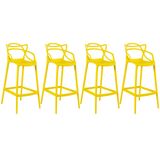 Kit - 4 X Banquetas Altas Masters Allegra - Amarelo