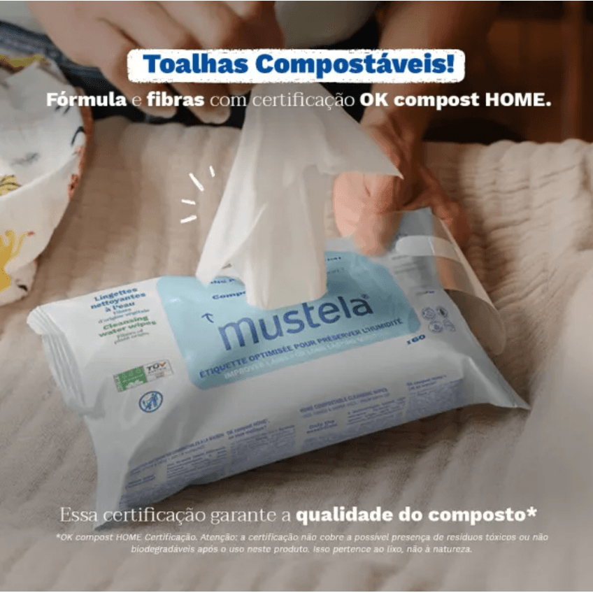 Toalha Umedecida de Algodão Mustela Bio à Base de Água 60 Unidades - imagem 3