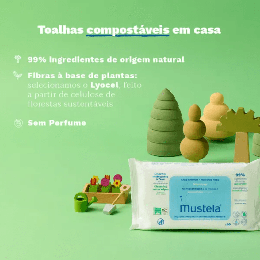 Toalha Umedecida de Algodão Mustela Bio à Base de Água 60 Unidades - imagem 4