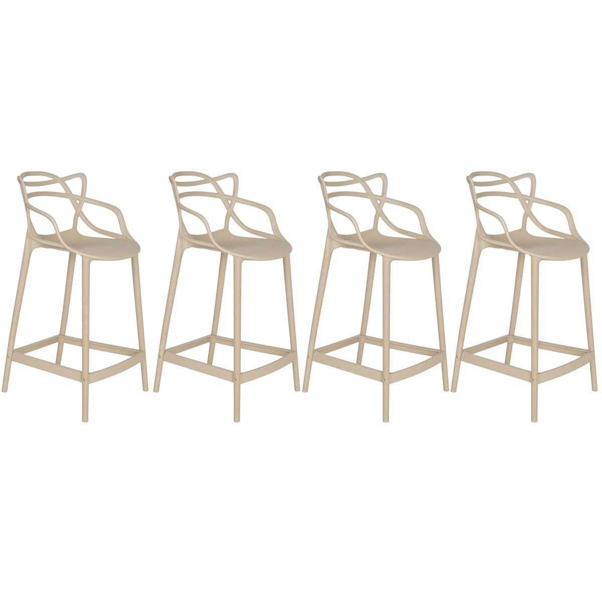 Kit 4 Banquetas Médias Masters Allegra 66 Cm Nude