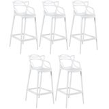 Kit - 5 X Banquetas Altas Masters Allegra - Branco