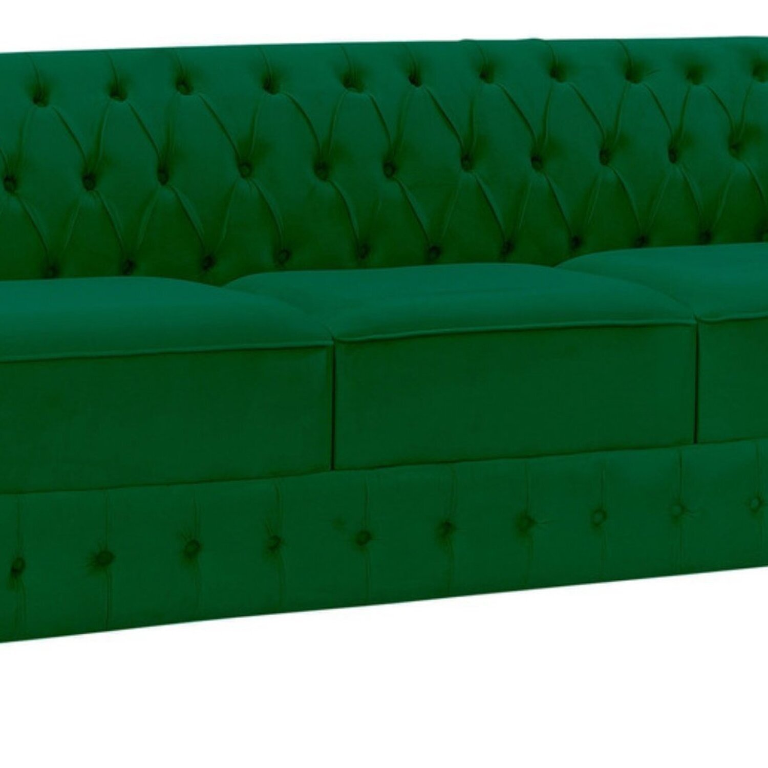 Namoradeira Chesterfield Bourbon Veludo 3 Lugares Verde