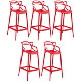 Kit - 5 X Banquetas Altas Masters Allegra - Vermelho