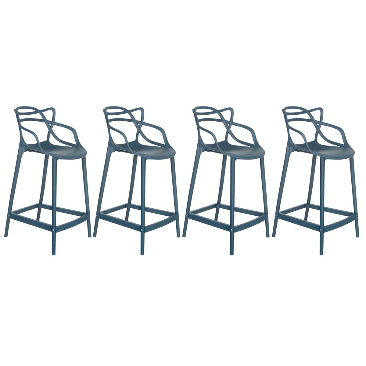 Kit 4 Banquetas Médias Masters Allegra 66 Cm Azul Petróleo