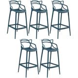 Kit - 5 X Banquetas Altas Masters Allegra - Azul Petróleo