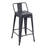 Banqueta Iron Tolix com encosto - 65 cm - Industrial - Aço - Vintage - Cinza escuro