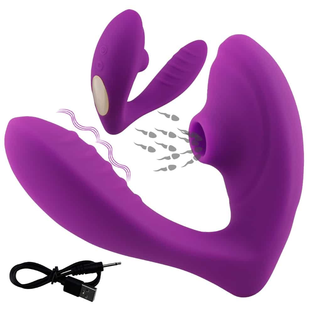 Vibrador Duplo Sugador De Clítoris E Penetrável Estimulação Ponto G Potente 10 Velocidades (2 Em 1) - Recarregável Avelu