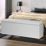 Calçadeira Baú King 1,95m Roma Material Sintético Branco Sky Mobile
