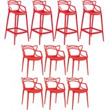 KIT - 6 x cadeiras + 4 x banquetas altas Masters Allegra - Vermelho