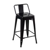 Banqueta Iron Tolix Com Encosto - 61 Cm - Industrial - Aço - Vintage - Preto