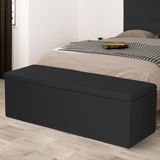 Calçadeira Baú Solteiro 0,90m Berlim Suede Preto Sky Mobile