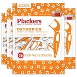 Plackers Palitos De Fio Dental Orthopick Para Órteses, 36 Unidades (pacote Com 4)
