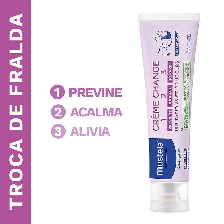 Mustela Bébé Creme Contra Assadura Vitaminado 123 Com 110g - imagem 3