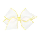 Hair Bow Wee Ones Classic Grosgrain Moonstitch Small White