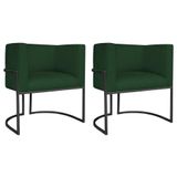 Kit 02 Poltronas Decorativas Luna Base De Ferro Preto Suede Verde