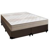 Cama Box Casal Bipartido Sintético + Colchão De Molas Ensacadas Portobel Ipanema 138x188x65cm Marrom