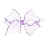Hair Bow Wee Ones Classic Grosgrain Moonstitch Small White
