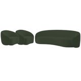 Kit Sofá 3 Lugares 200cm E 2 Poltronas Orgânica Luxo Recepção Amore Linho Adj Decor Verde