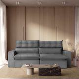 Sofá Retrátil Reclinável 3 Lugares 190 Cm Veludo Cinza