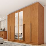 Guarda Roupa Casal 6 Portas 8 Gavetas Com Espelho Portugal 270cm Espresso Móveis Cinamomo