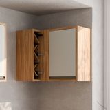 Armário Aéreo De Cozinha Canto Reto Com 1 Porta E Mini Adega 100% Mdf Barbados Espresso Móveis Amêndoa/off White
