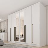 Guarda Roupa Casal 6 Portas 8 Gavetas Com Espelho Portugal 270cm Espresso Móveis Neve