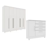 Guarda-roupa 6 Portas Portugal E Comoda 4 Gavetas Chicago Com Pés Espresso Móveis Neve