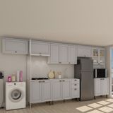 Cozinha Modulada Completa Com Aérea De Serviço Integrada 100% Mdf Com Tampo Impermeável Branco/fendi