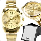 Relogio Feminino Aço Inoxidavel Banhado Dourado Caixa