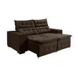 Sofá Retratil Reclinável 3 Lugares Pillow Em Veludo 1,90 Café Marrom